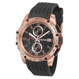 MAGNUM GOLD‎ BROWN STAINLESS STEEL AND SILICONE CHRONOGRAPH WATCH MA3356855